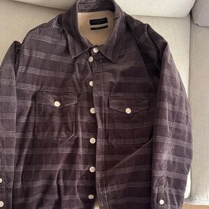 AllSaints Dark Brown Plaid Corduroy Shirt Jacket